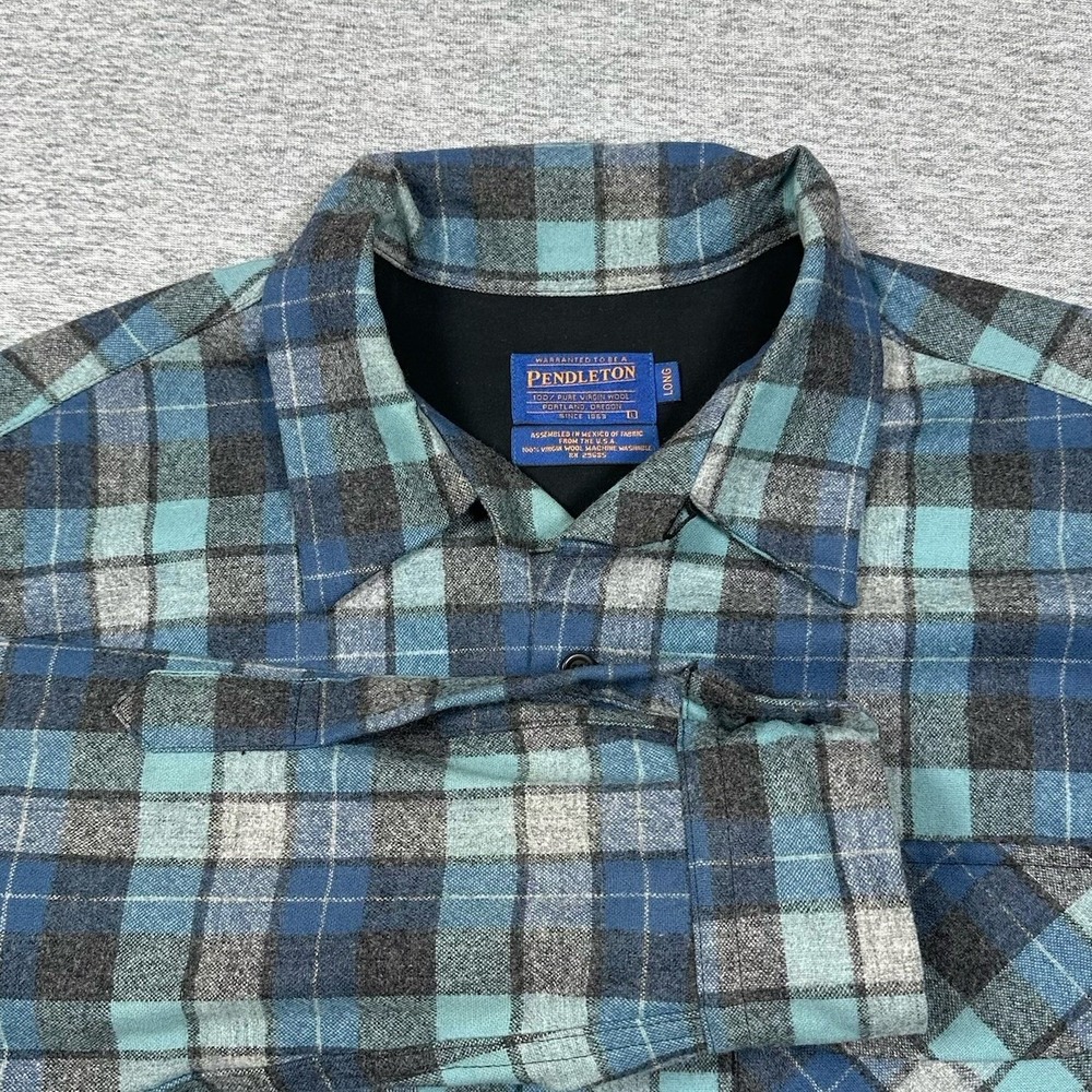 Pendleton Limited Edition Beach Boys Board Shirt Mens Large Long Wool Blue Plaid